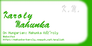 karoly mahunka business card
